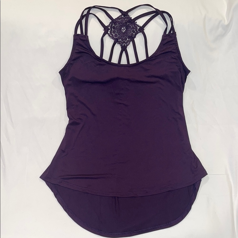 Purple Lace Backless Tank Top